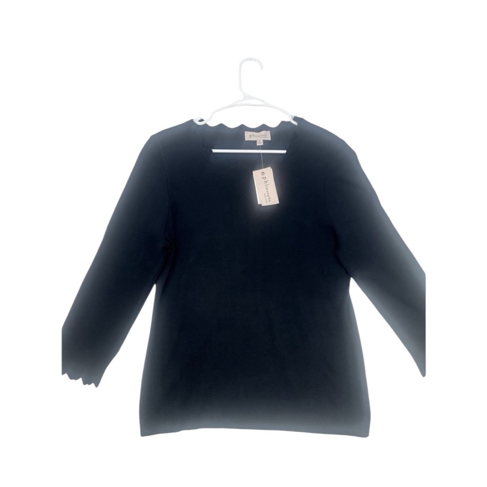 NWT Philosophy Womens Black Top Blouse Size XL